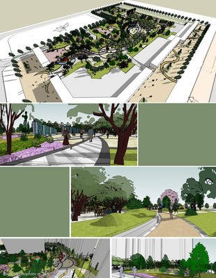 小區景觀模型圖片素材