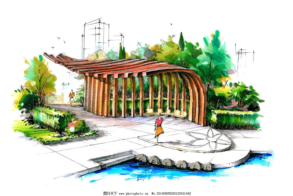 景觀設計手繪圖片